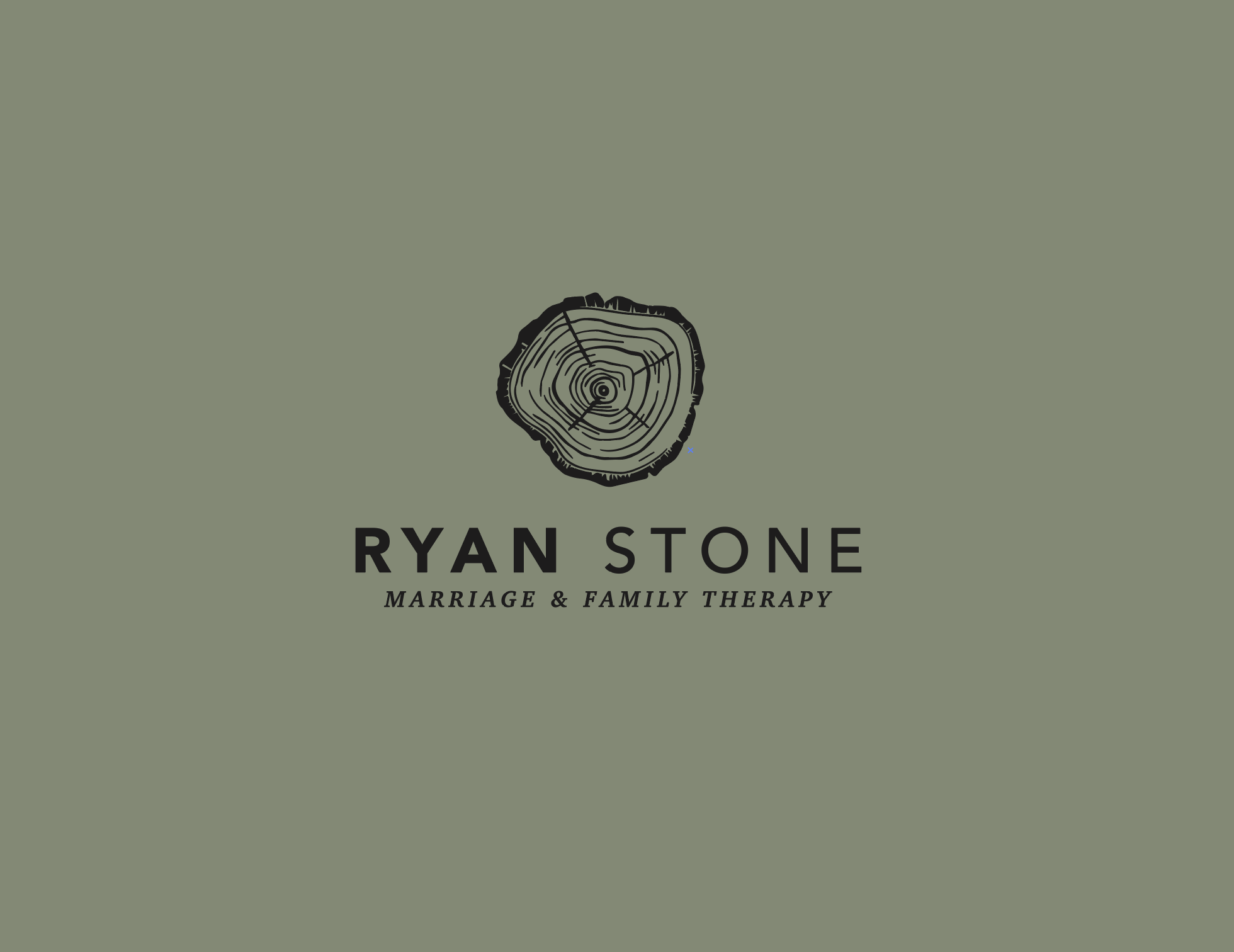 A logo for Ryan Stone Marriage & Family Therapy featuring a tree ring cross-section on a green background.