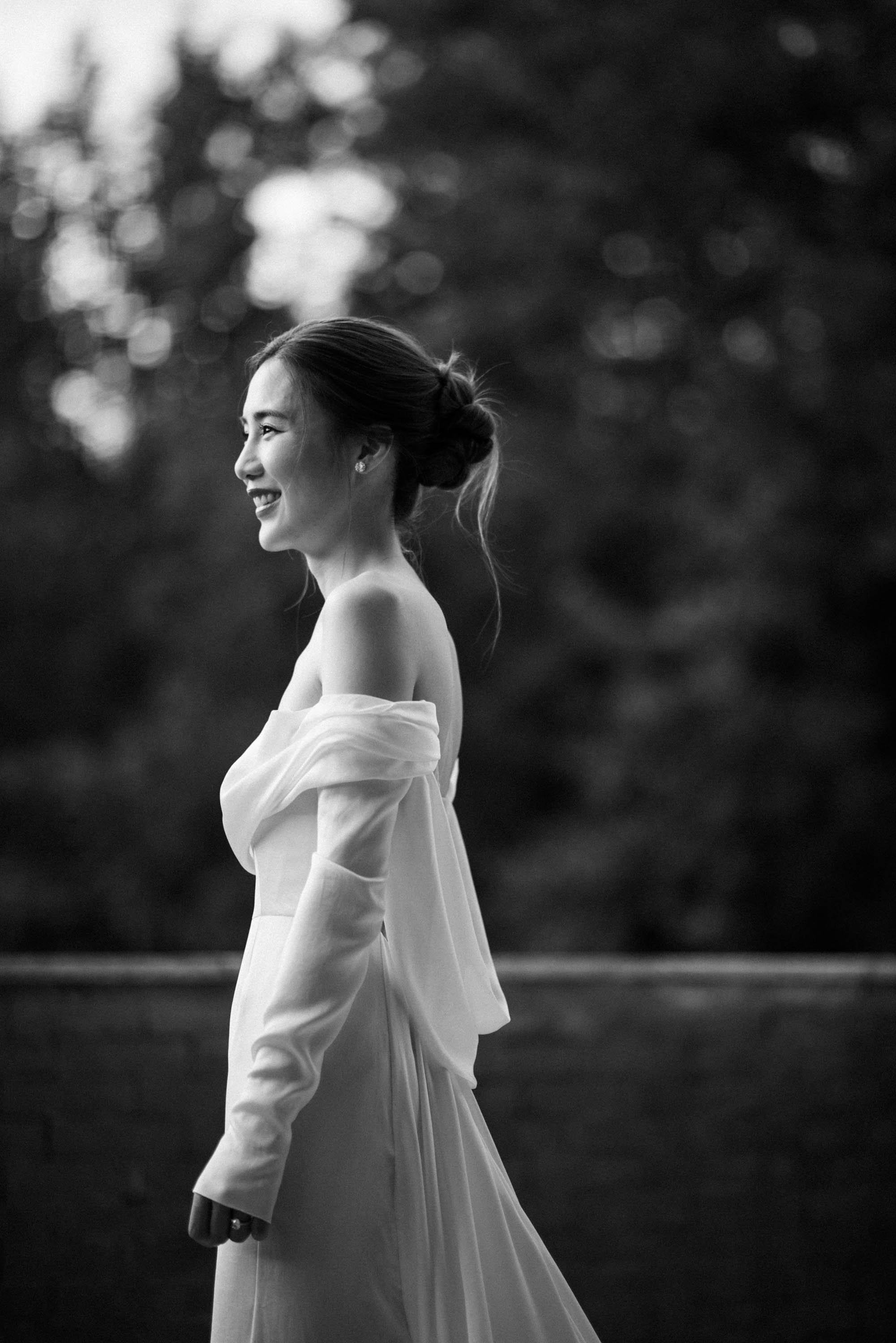 Bride smiling during the wedding celebration.