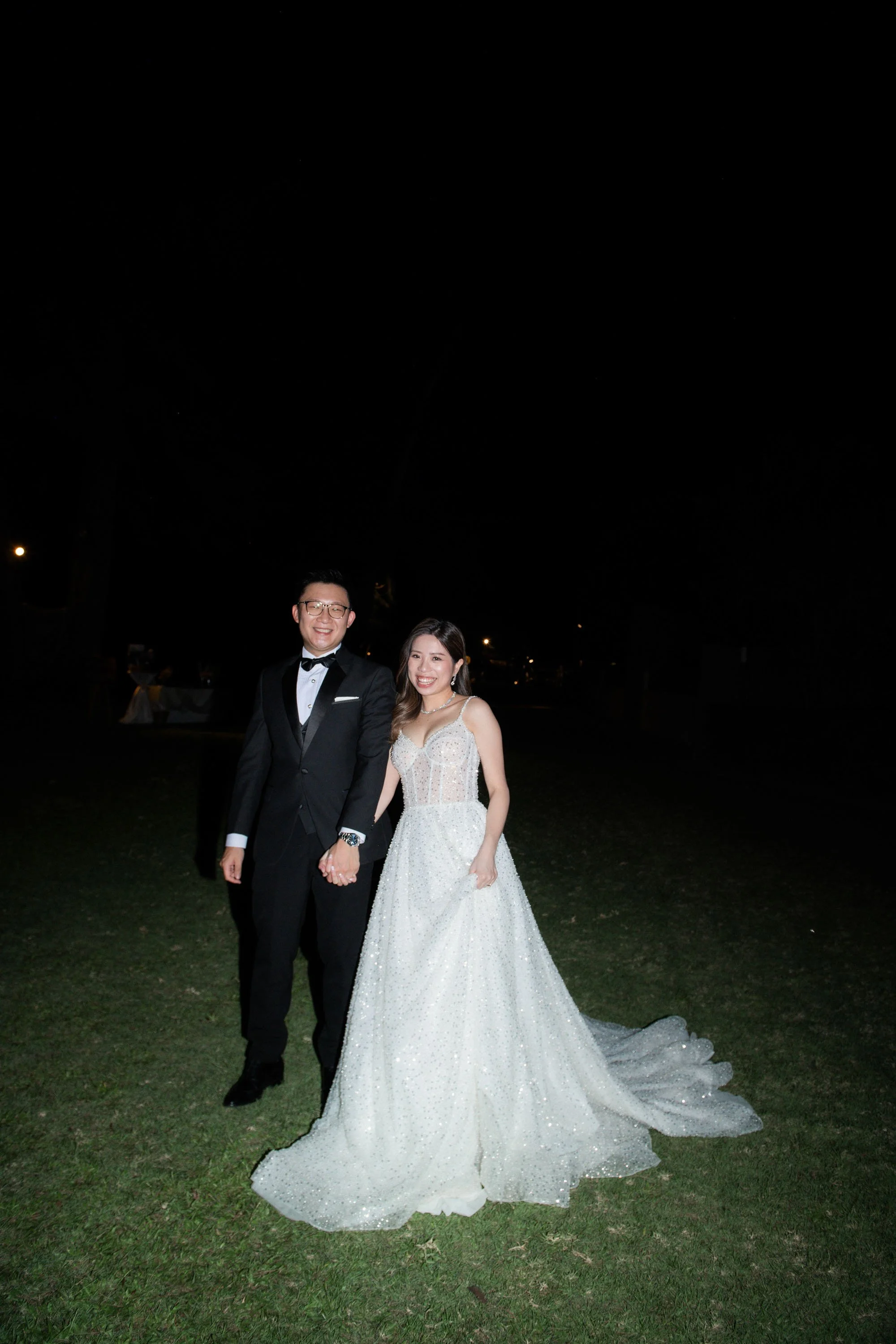 Bride and groom during a portrait session before the evening reception.
