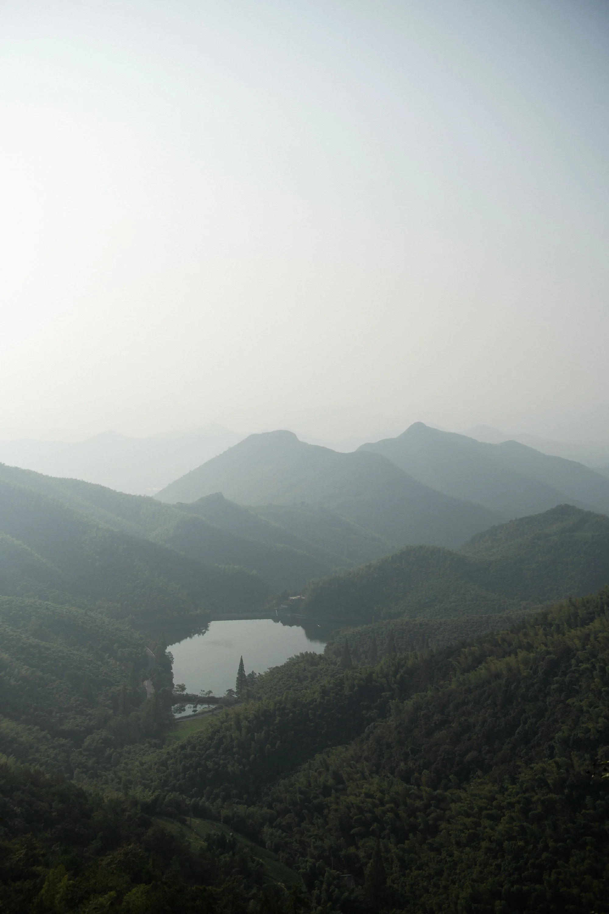 Mountain view overlooking Naked Castle Moganshan and the surrounding landscape.