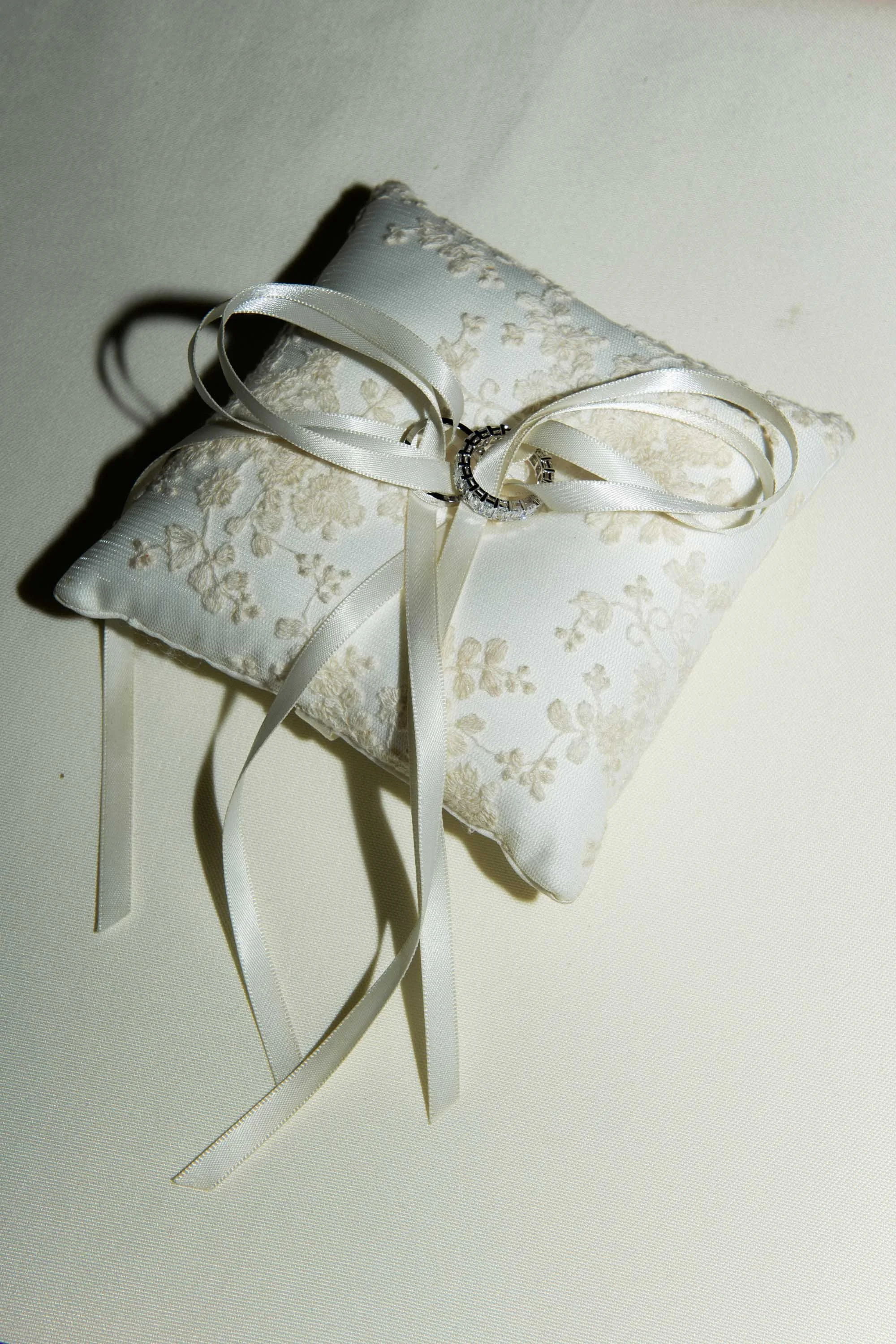 Wedding rings prepared for the ceremony.