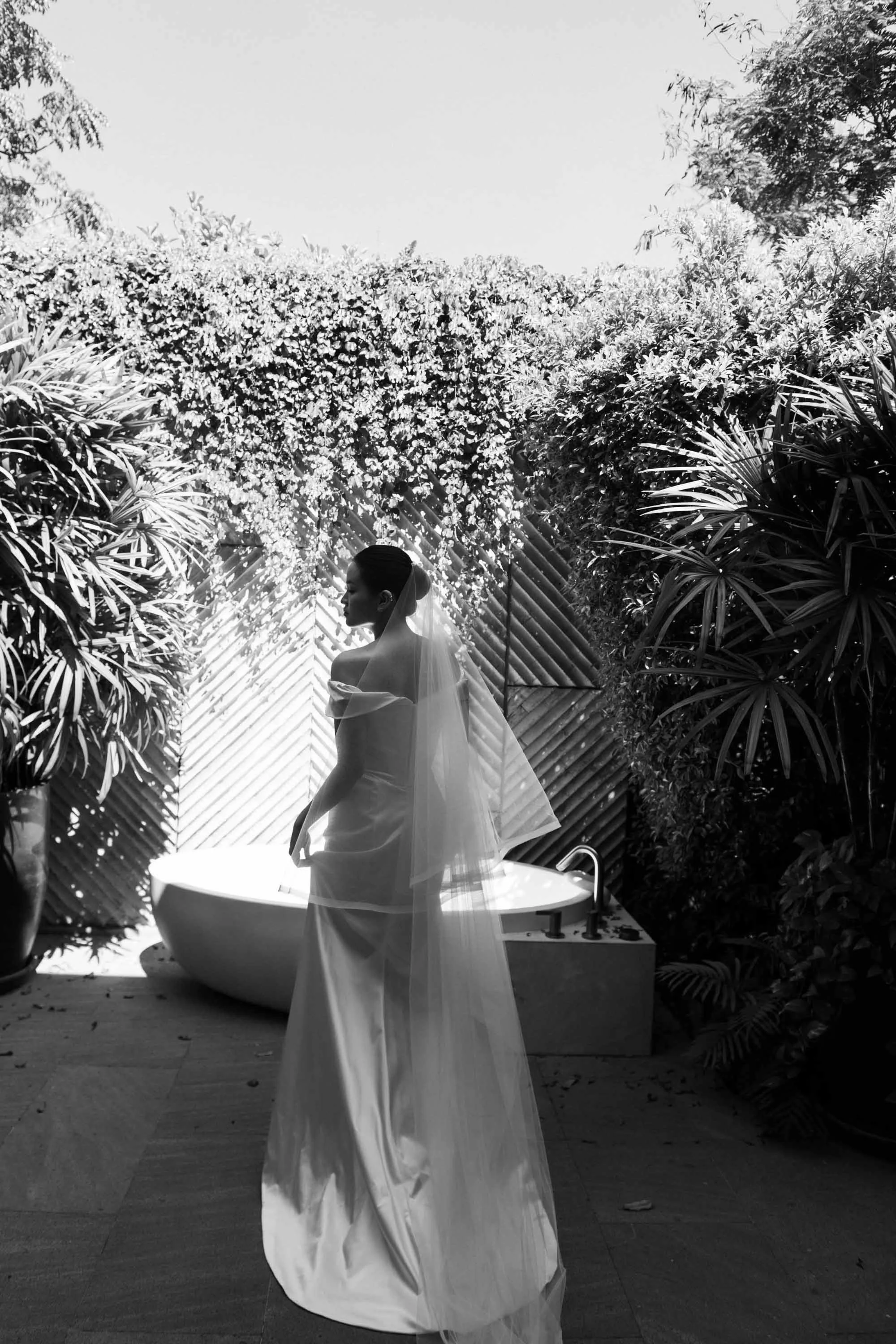 Bride during her portrait session in the bridal suite.