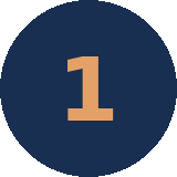 Number 1 inside a dark blue circle with a beige background.