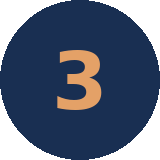 Number three inside a navy blue circle