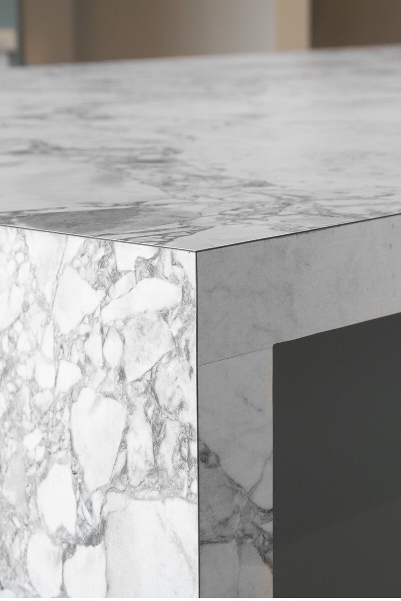 Marble-look laminate benchtop detail