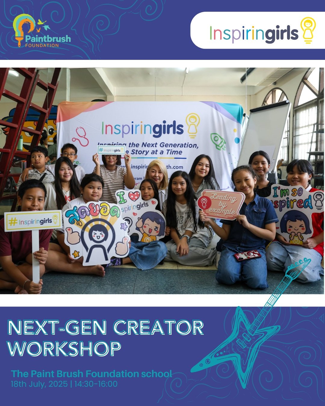Inspiring Girls Thailand &times; Paintbrush Foundation | Next Gen Creators Workshop 📱✨
What an incredible afternoon of creativity, learning, and laughter! 💙
At our Next Gen Creators Workshop, students explored the exciting world of content creation