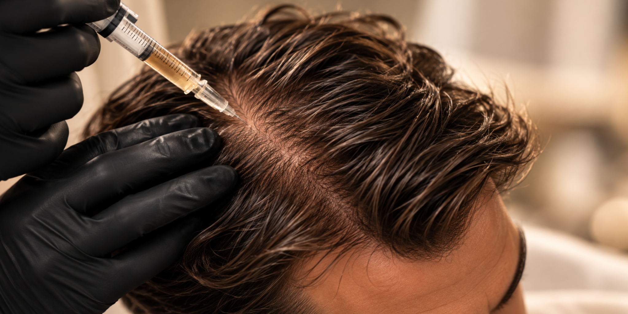 PRP hair restoration treatment performed on the scalp