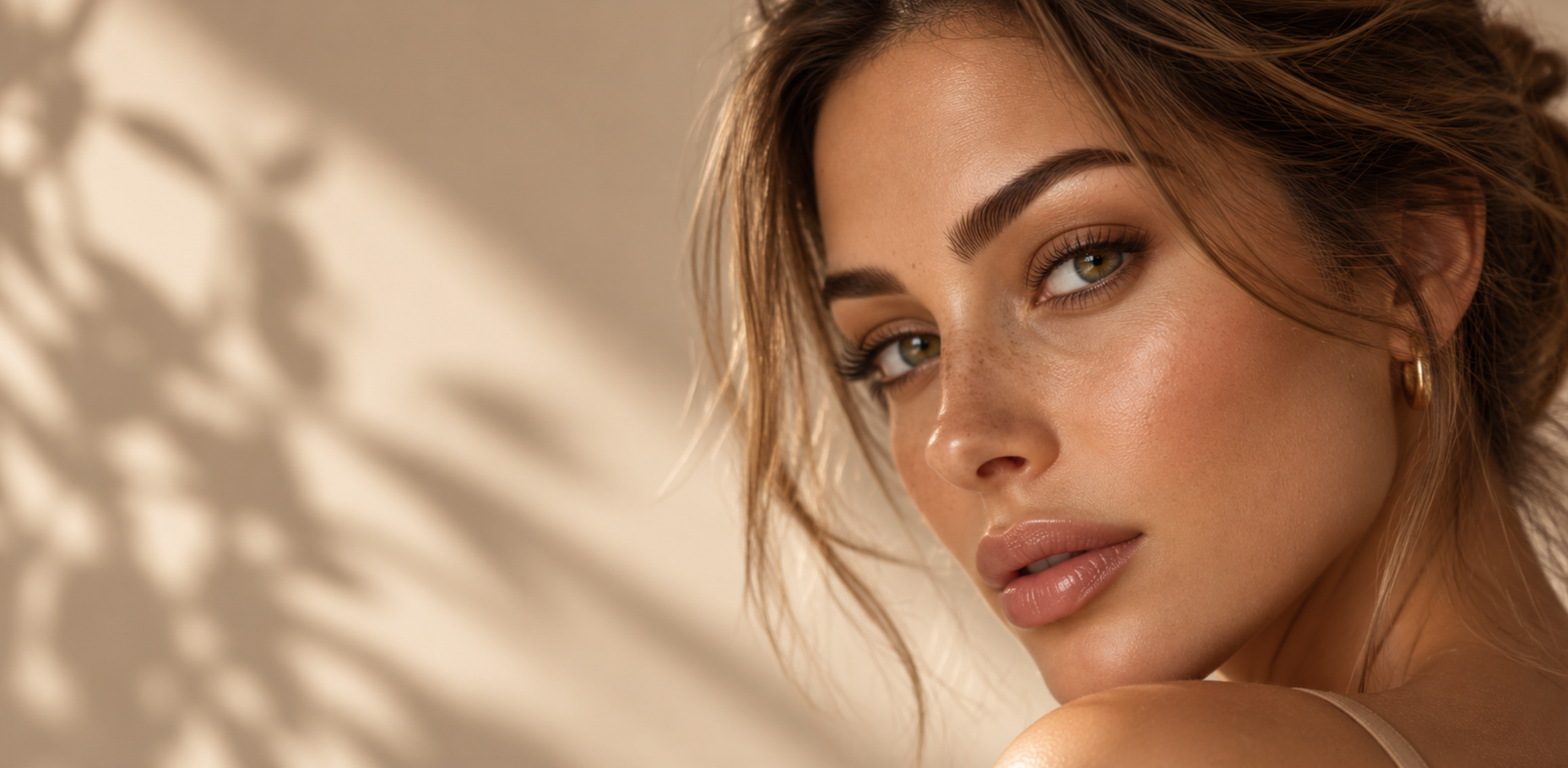 Woman with naturally full defined brows
