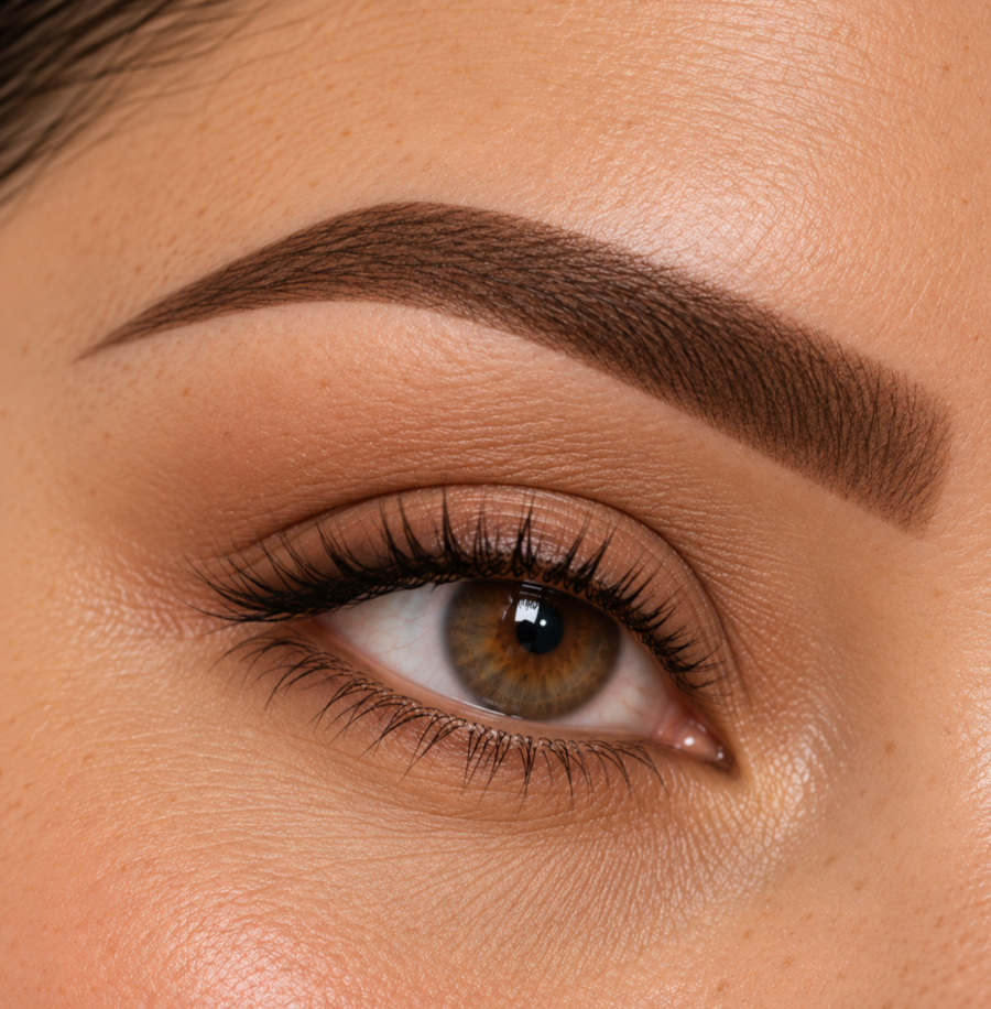 Powder ombré brows with soft shaded definition