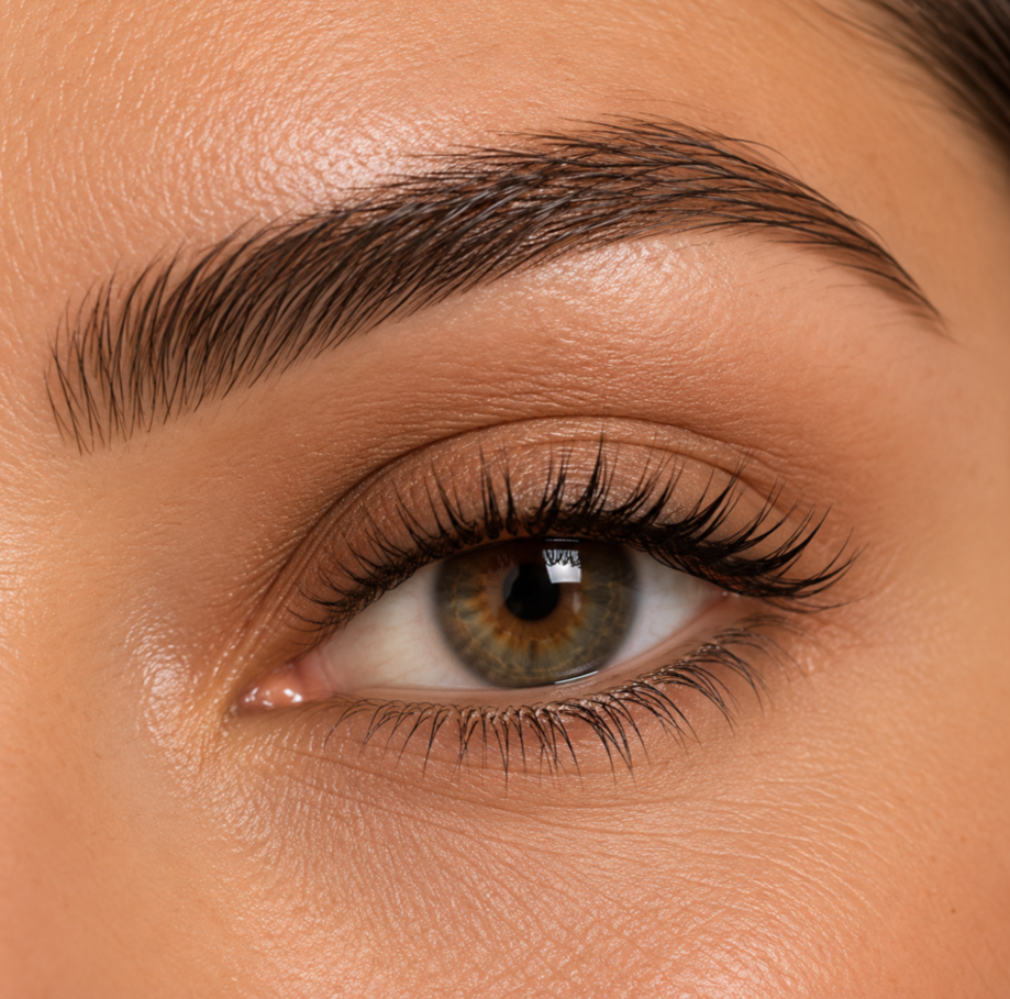 Natural shaped brows after professional brow waxing