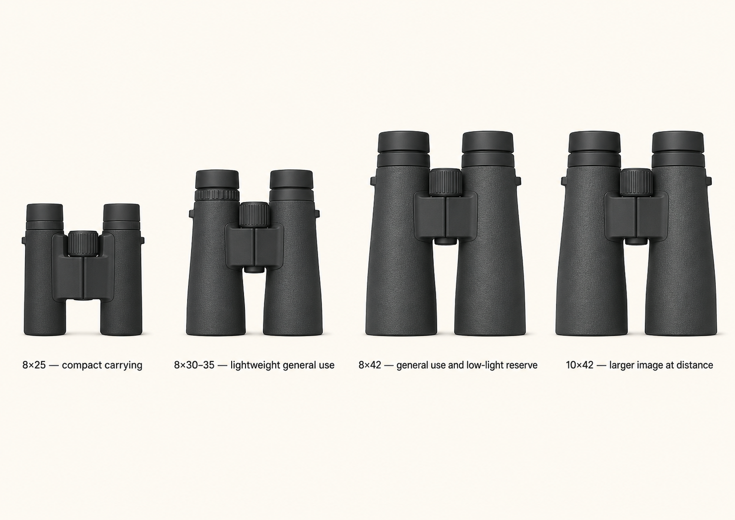Common formats for birding binoculars