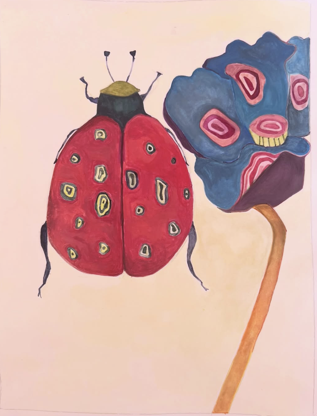 Ladybird & Wildflower — A4 Watercolour Print