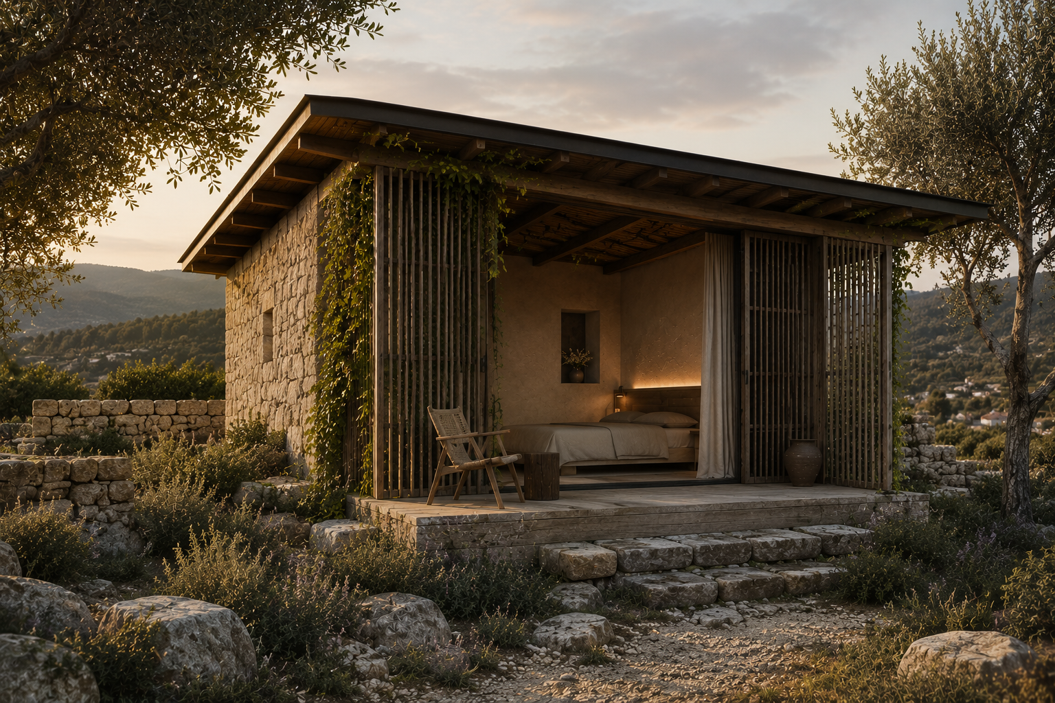 Guest Hut, small nature retreat designed around simplicity, local materials and a close relationship with the landscape.