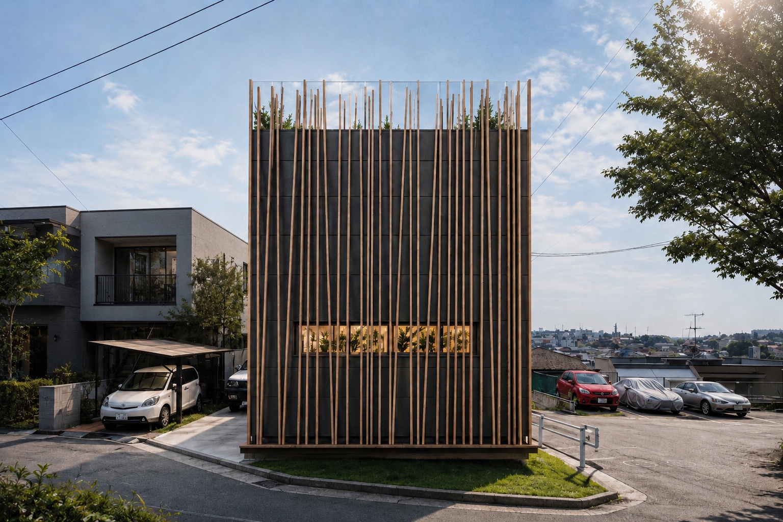 Urban Shelter, compact urban dwelling integrating natural light, vegetation and privacy.