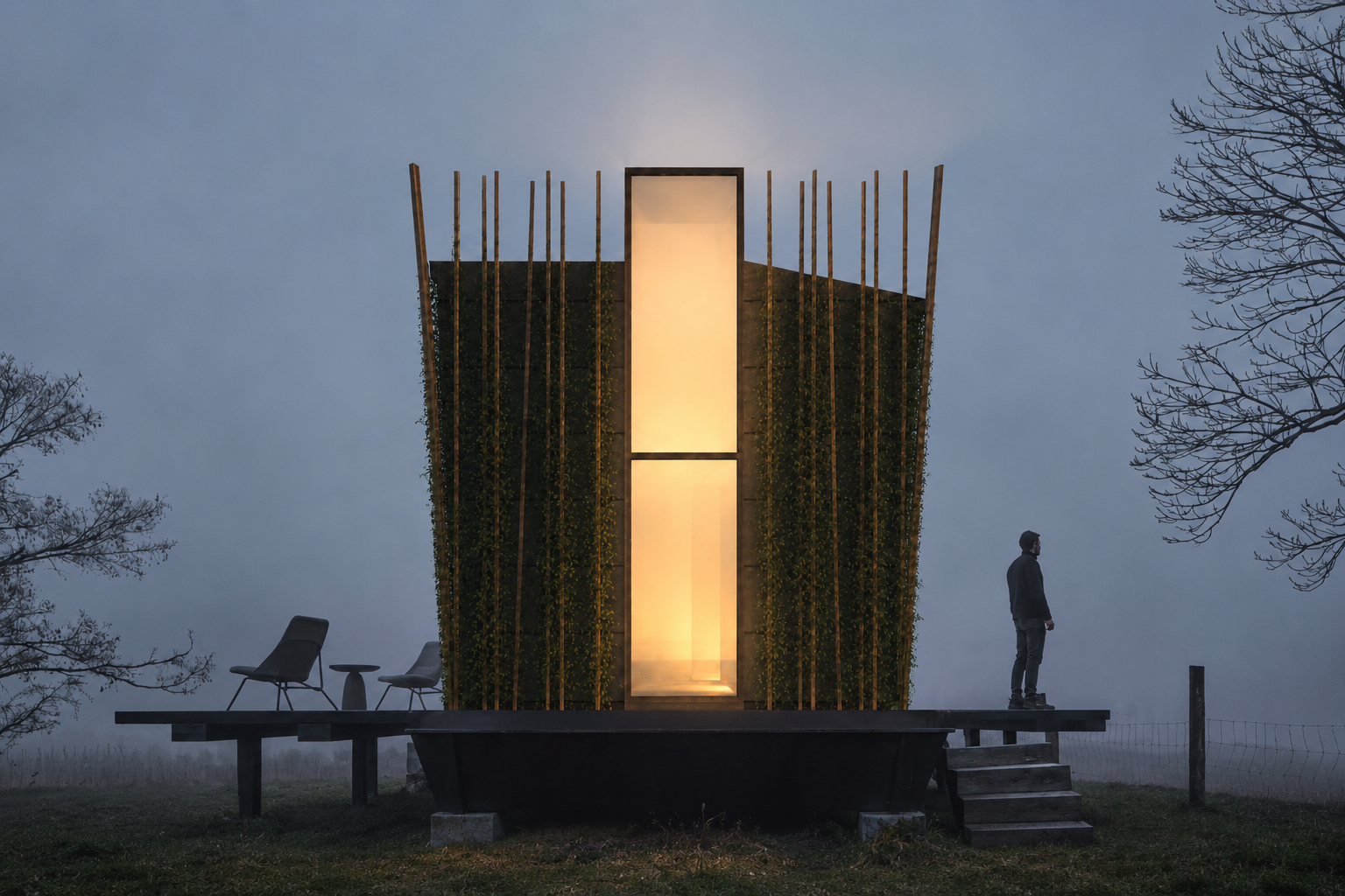 Off-Grid Living Module, compact retreat designed around natural light, simplicity and self-sufficient living.