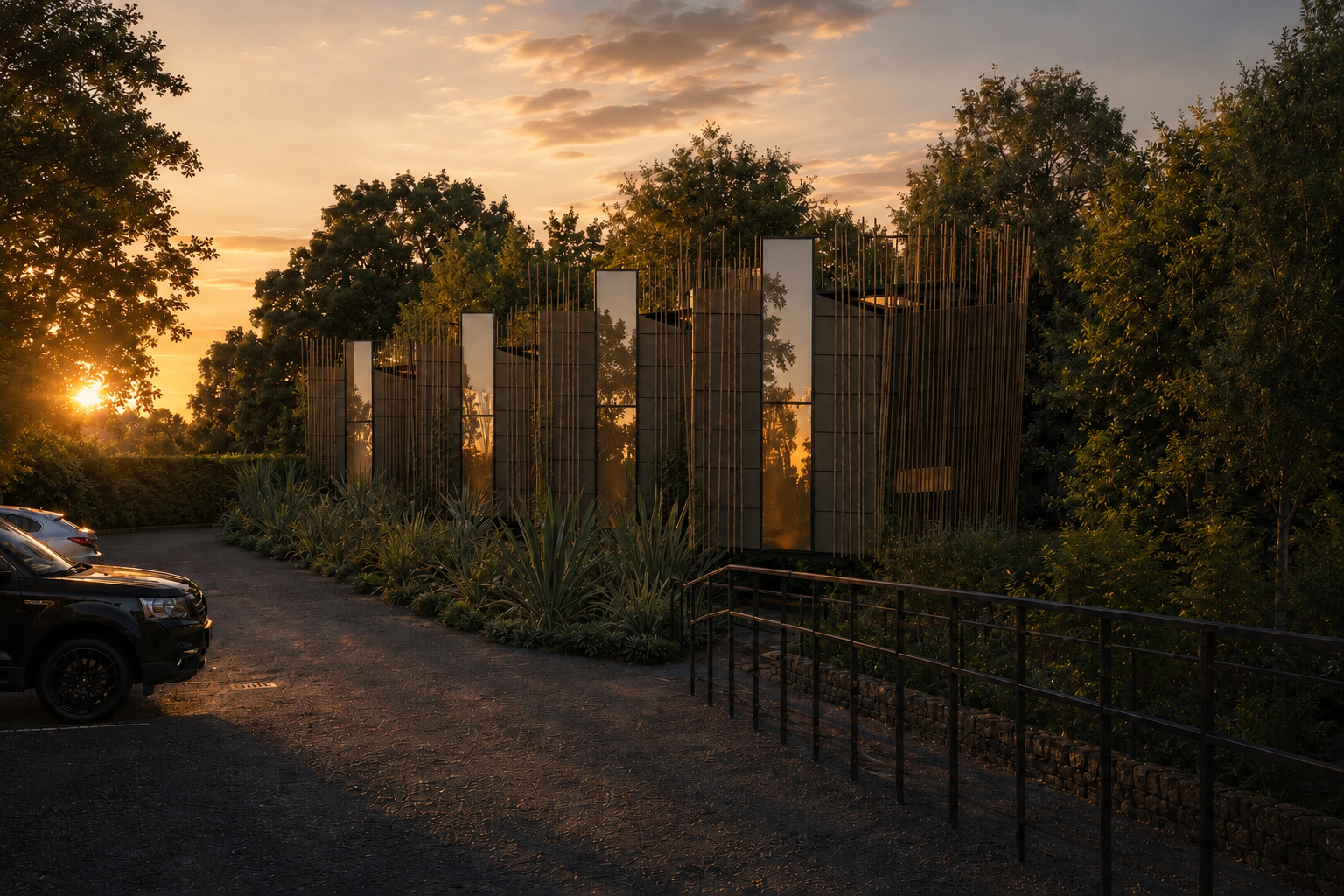 Sustainable Village concept exploring nature-integrated hospitality through small-scale architecture and shared outdoor spaces.