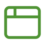 Icon of a website or web page, depicted with a rectangle and a smaller rectangle at the top representing a header.