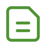 Icon of a green document with horizontal lines representing text.