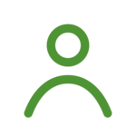 Icon of a person outline in green