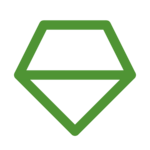 Simple green diamond-shaped icon on a transparent background