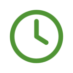 Icon of a green clock with black hands