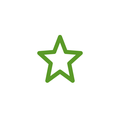 Green outlined star icon on a white background