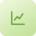 Green app icon with a line graph showing an upward trend on a light green background.