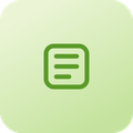 Green icon of a document or list with three horizontal lines