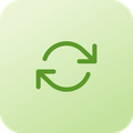 Circular refresh or sync icon on a light green background