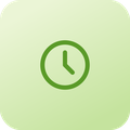Green clock icon with a circular design