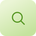 Magnifying glass icon with a light green background