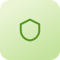 Green shield icon on a light green gradient background