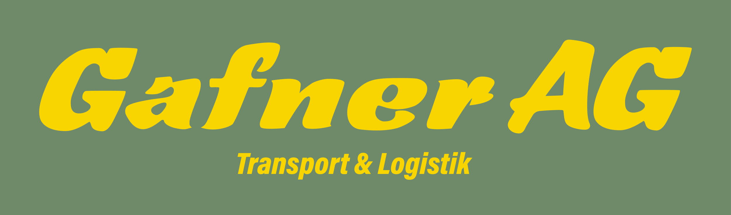 Logo von Ganten AG, einem Transport- und Logistikunternehmen, mit dem Firmennamen in großen gelben Buchstaben auf grünem Hintergrund.