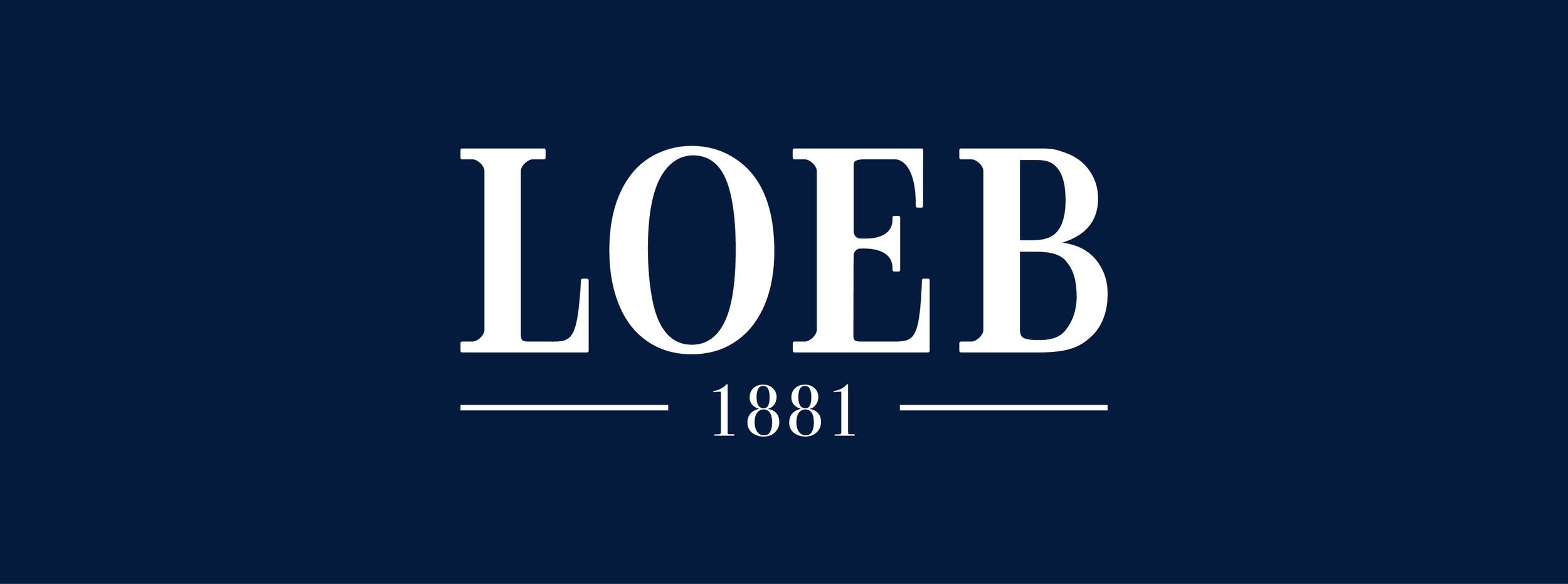 Logo mit der Aufschrift 'LOEB 1881' auf dunkelblauem Hintergrund.