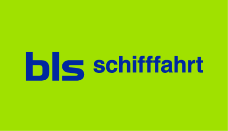Logo von BLS Schifffahrt auf grünem Hintergrund.