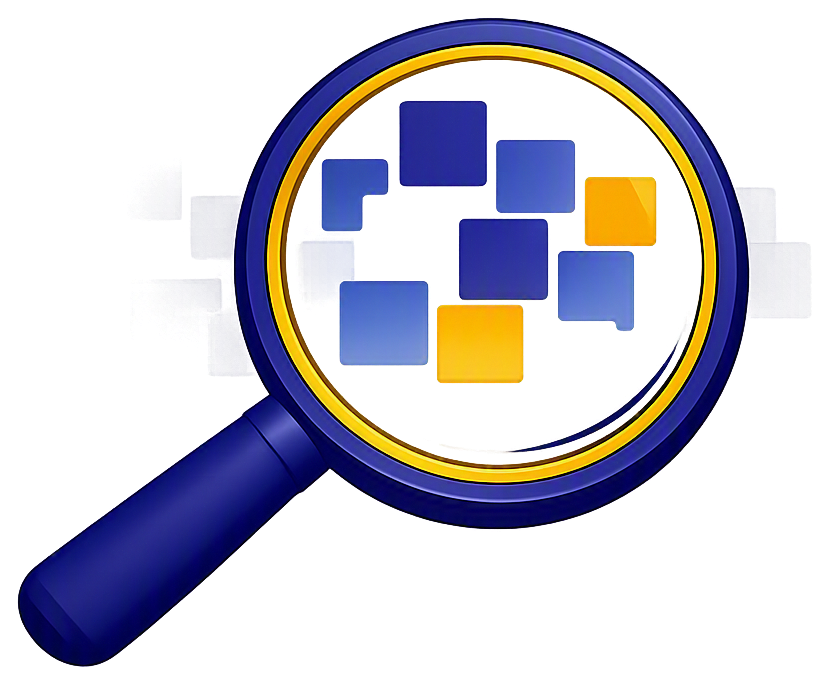 Transparent comparison magnifying glass icon