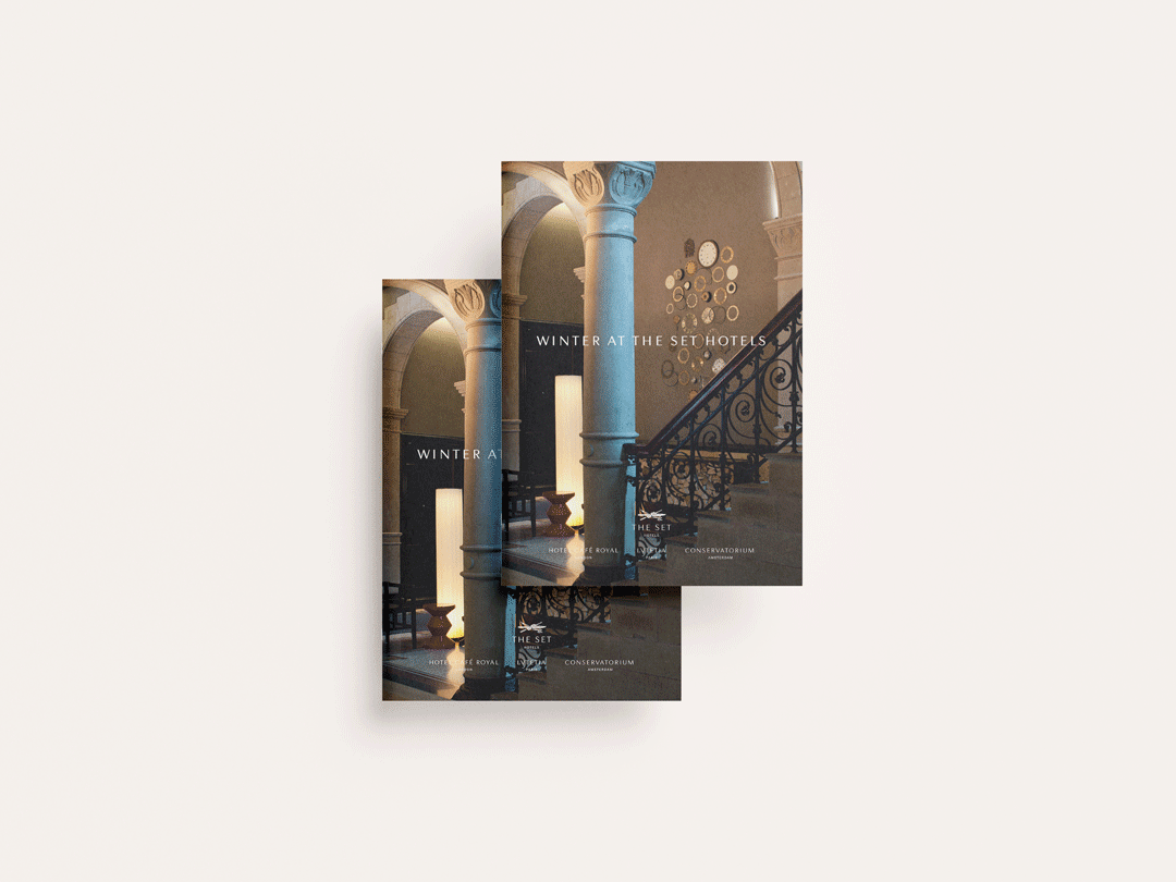 Two overlapping brochures for The Set.
