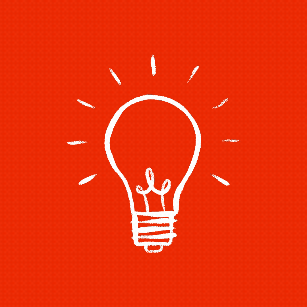 Hand drawn illustration of a white lightbulb.