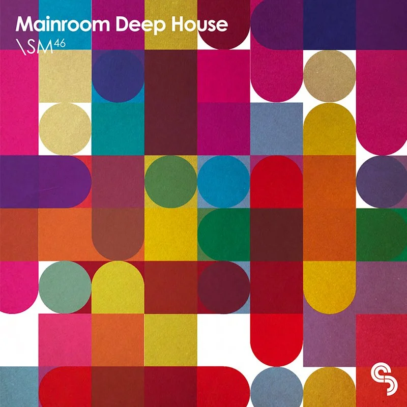 A colorful, geometric patterned musical album cover titled 'Mainroom Deep House ISM 46'. The design features various squares, circles, and rounded rectangles in bright colors like red, blue, green, yellow, pink, and purple.