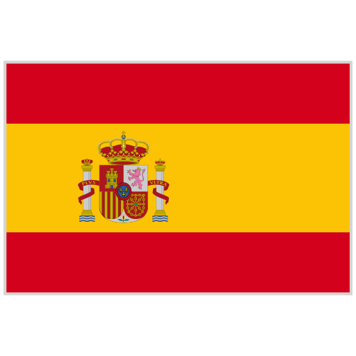 Bandera de España con franjas rojas y amarillas, y un escudo en el centro.