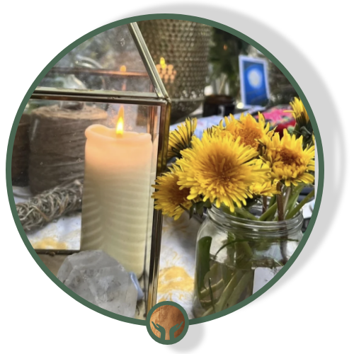 flowers and candles to celebrate Samhain festival