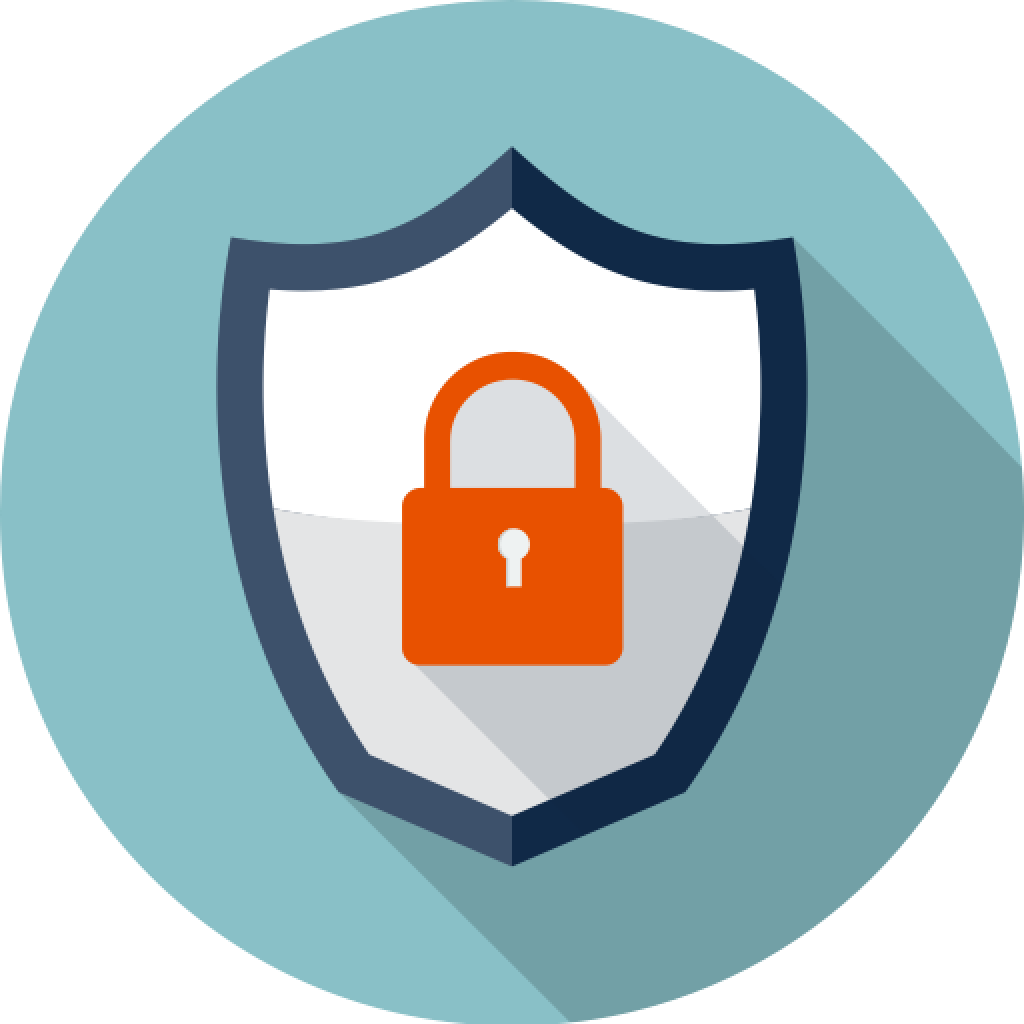 Shield icon with a padlock symbol, representing security or protection.