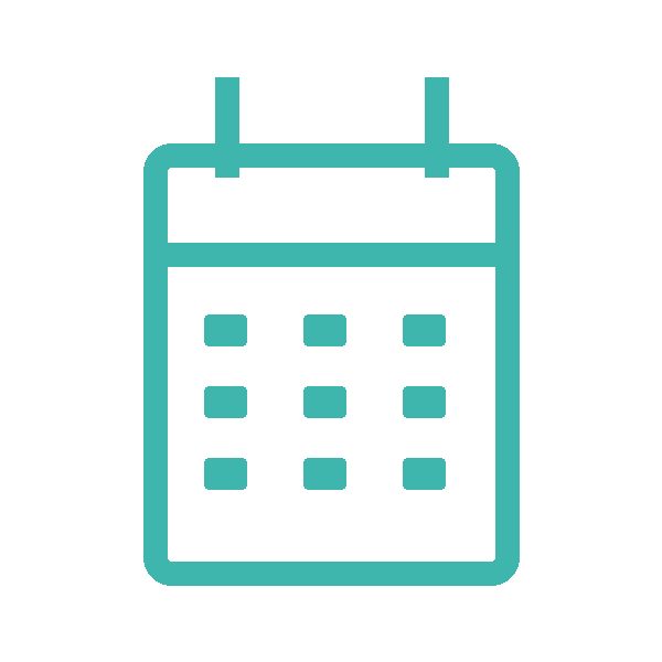 Calendar icon with a grid of squares representing days.