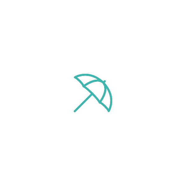 A simple black background with a neon blue outline of a beach umbrella.