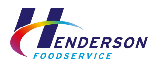 Logo for Henderson Food Service featuring a stylized rainbow swoosh and bold text.