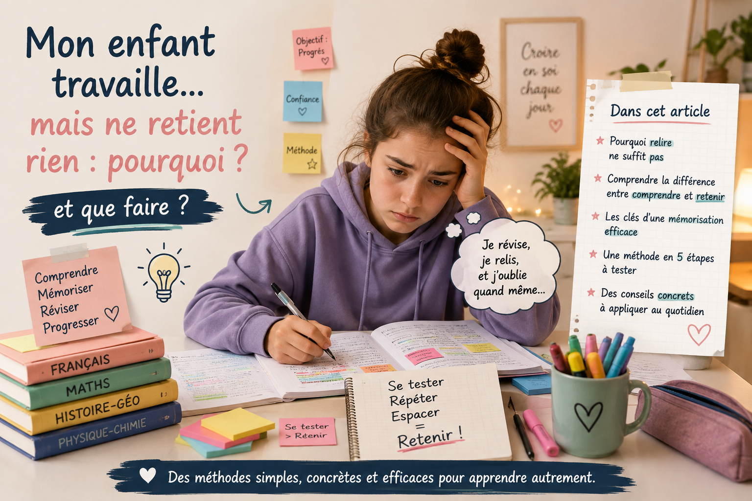 Mon enfant travaille… mais ne retient rien : pourquoi ?