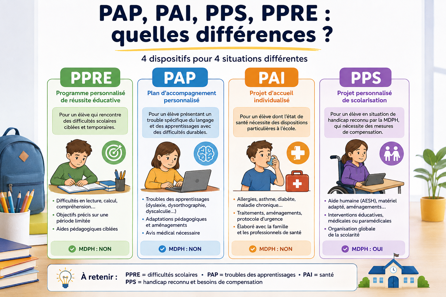 PAP, PAI, PPS, PPRE : quelles différences ?