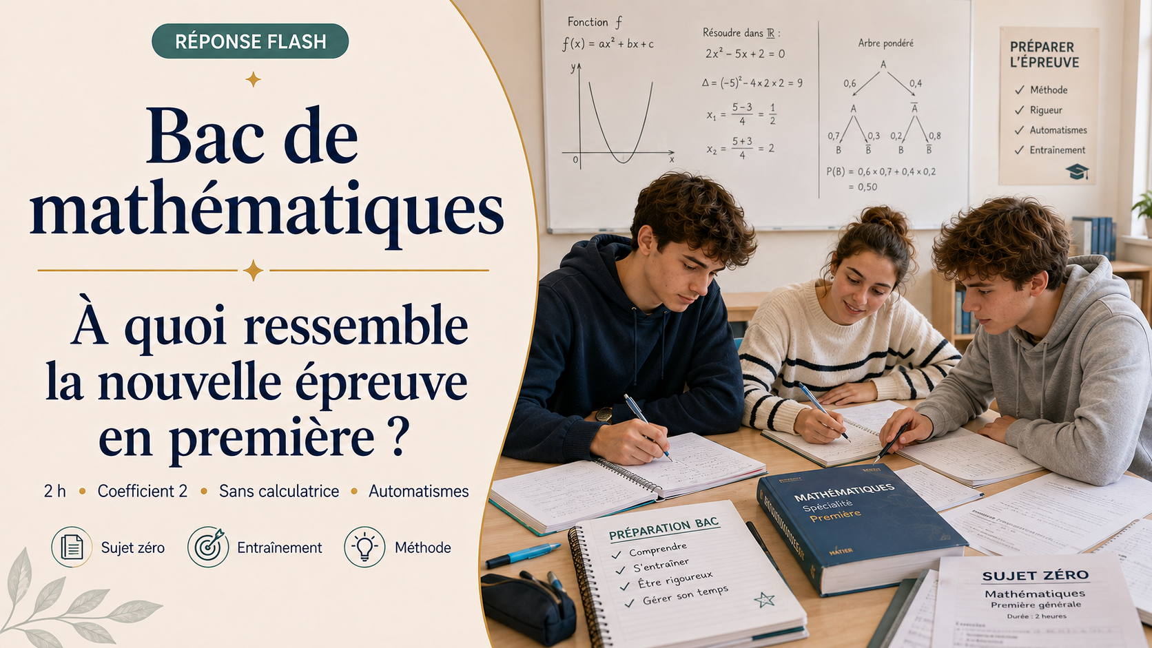 Réponse flash — À quoi ressemble le nouveau bac de mathématiques en première ?