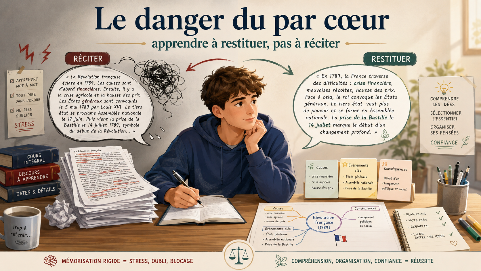Le danger du par cœur : apprendre à restituer, pas à réciter