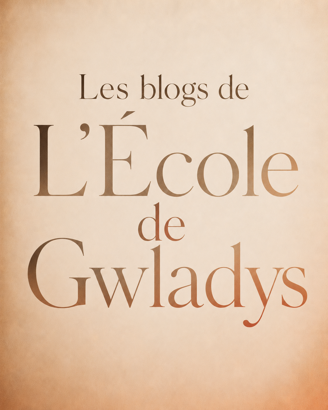 Texte indiquant 'Les blogs de L’École de Gwlads' sur un fond beige.